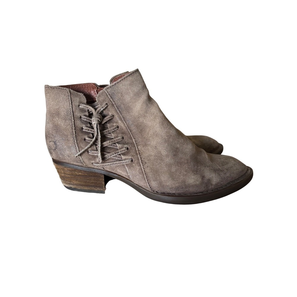 Born Suede Lace Up Side Ankle Boots Block Heel Women's 7 boho cottage prairie